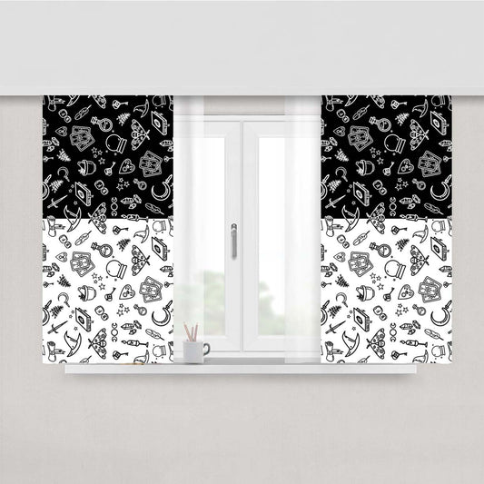 Modern Witch Pattern Peach Skin Window Curtains