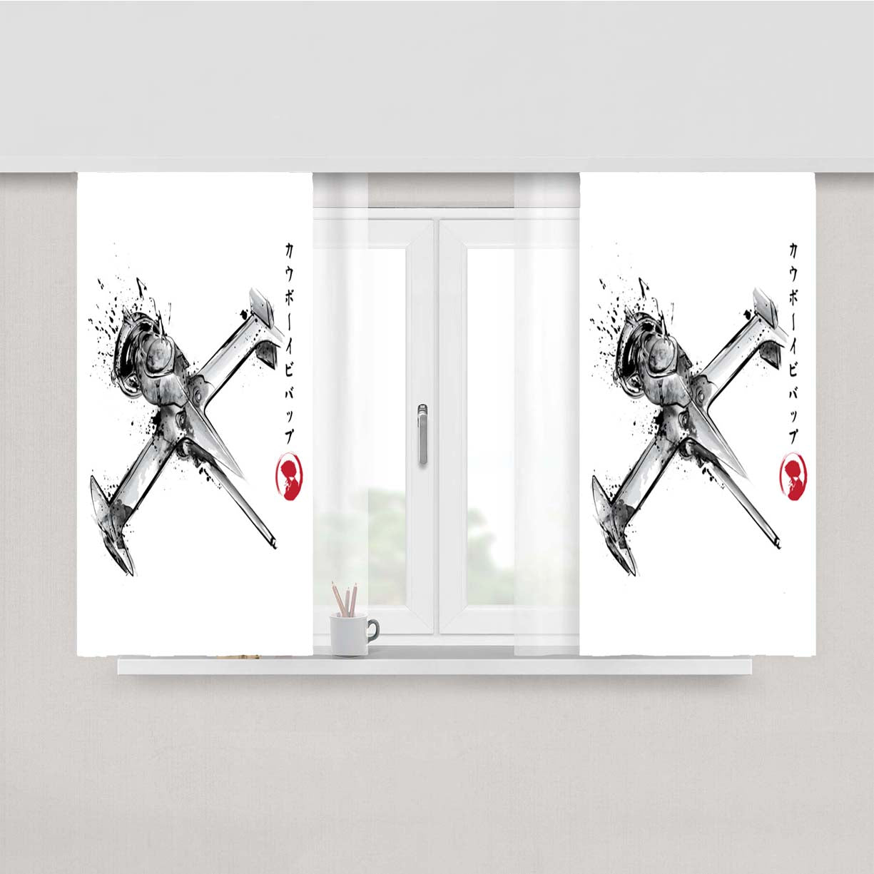 Mono Racer Sumi Peach Skin Window Curtains