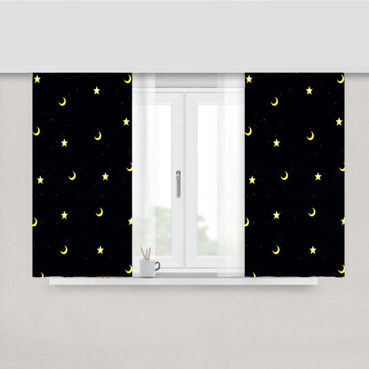 Moon And Star Pattern Peach Skin Window Curtains