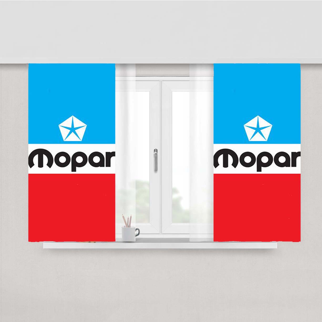 Mopar Black Logo 44 Peach Skin Window Curtains