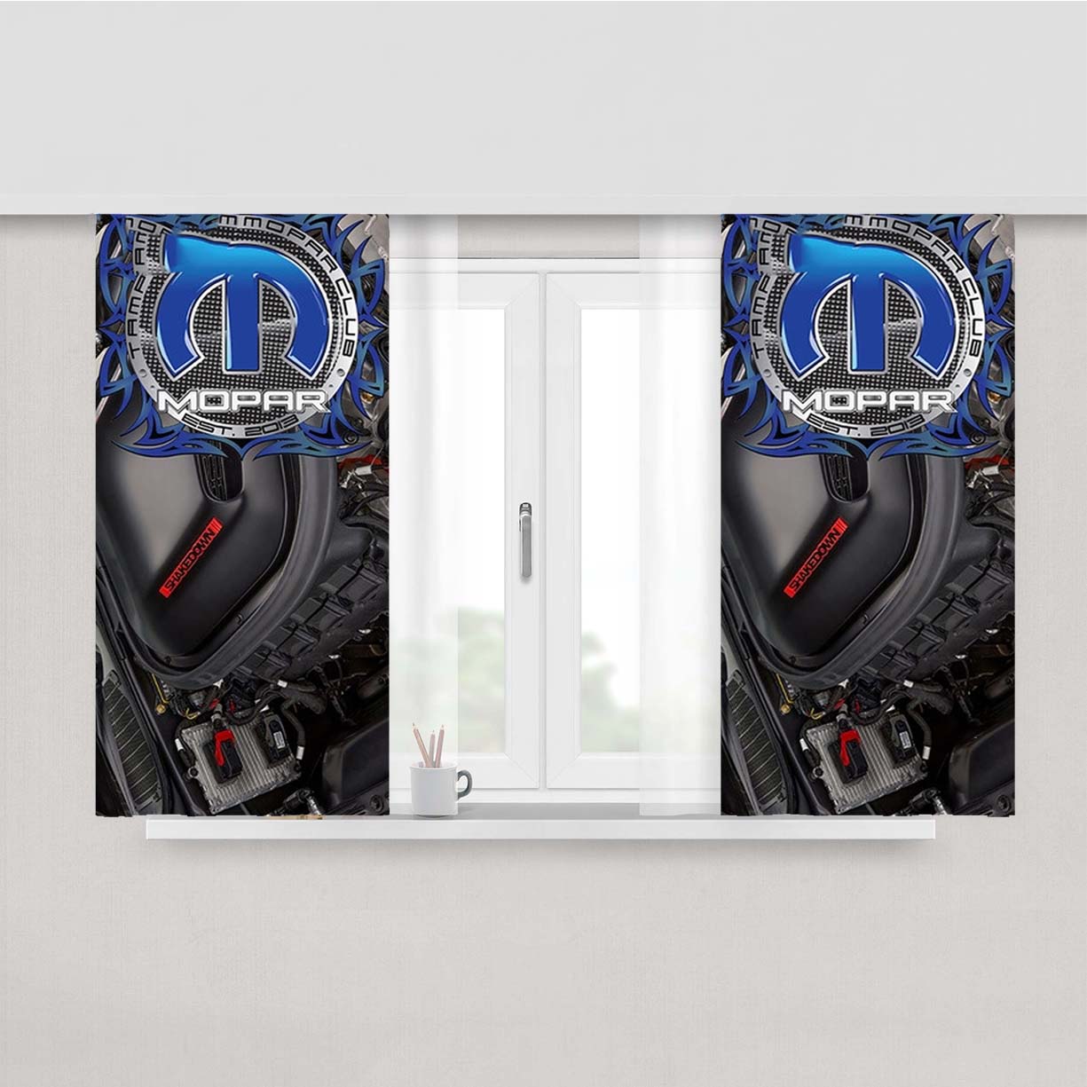 Mopar Crate Engine Peach Skin Window Curtains