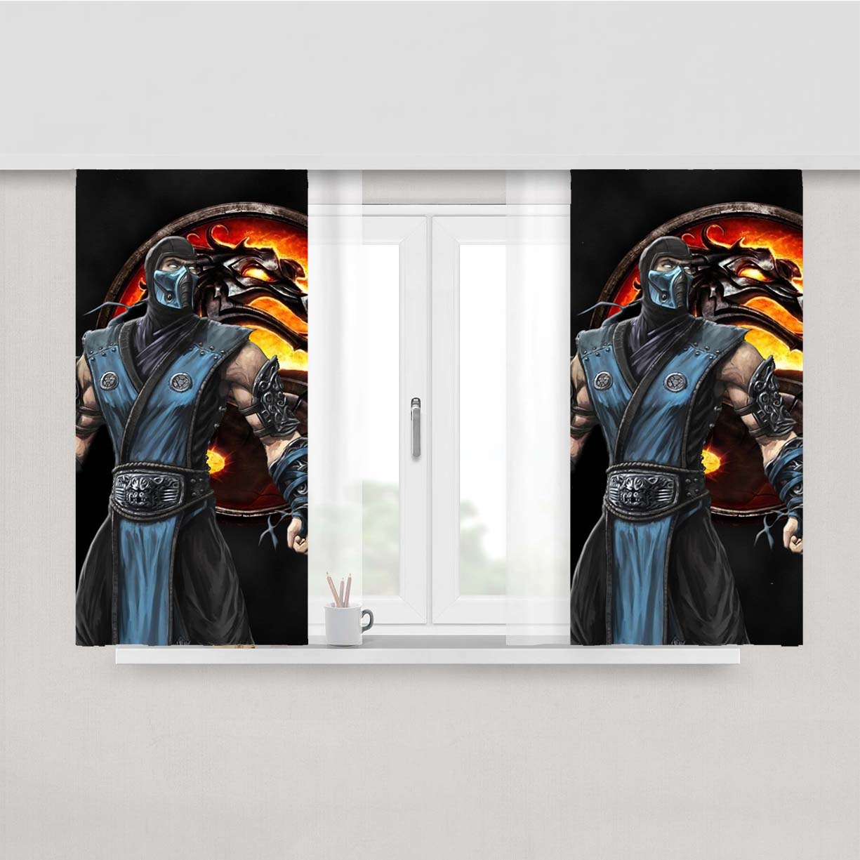 Mortal Kombat Sub Zero D Peach Skin Window Curtains