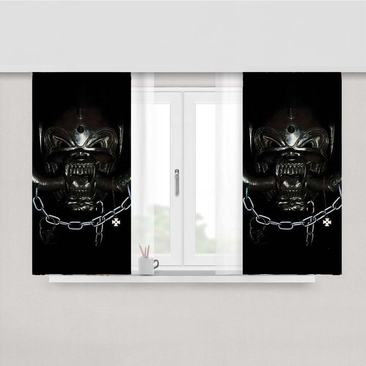 Motorhead Chain Demon Peach Skin Window Curtains