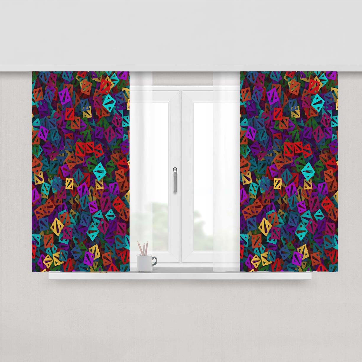 Multicolor Dota Logo Pattern Peach Skin Window Curtains