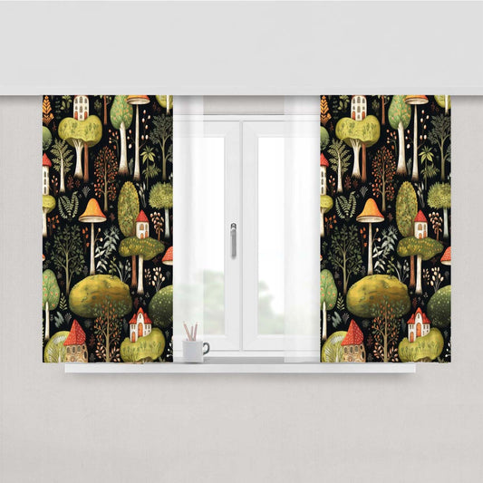 Mystical Enchanted Forest Peach Skin Window Curtains