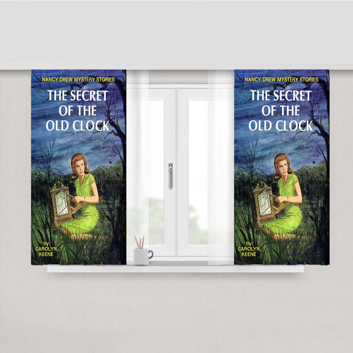 Nancy Drew Books Peach Skin Window Curtains