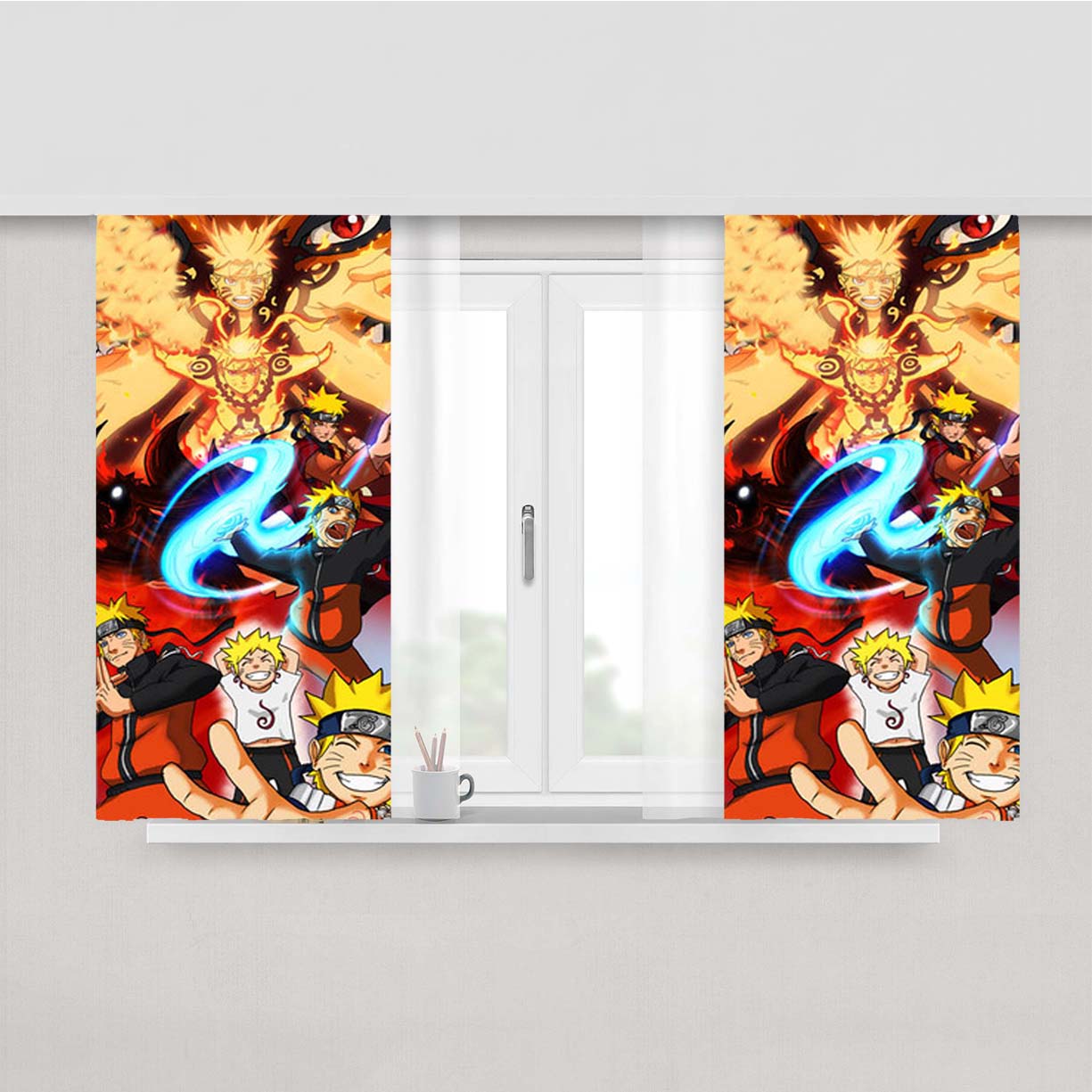 Naruto Hokage Kyubi Peach Skin Window Curtains
