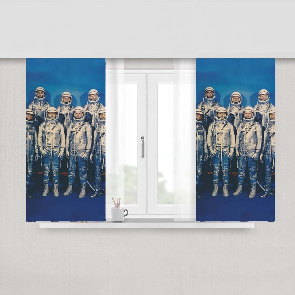 Nasa First Spacesuits Peach Skin Window Curtains