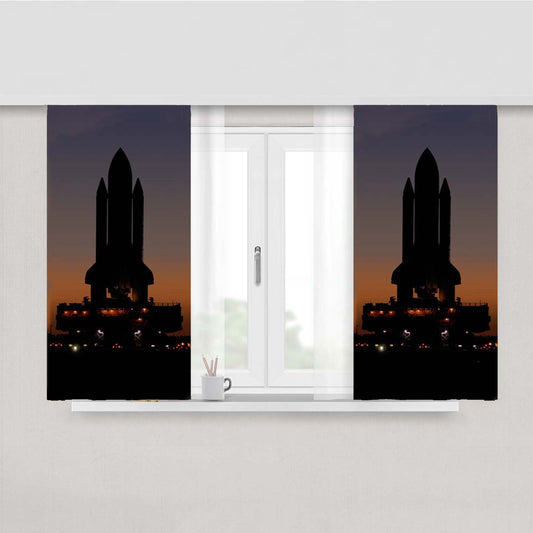 Nasa Shuttle Waiting For Launch Peach Skin Window Curtains