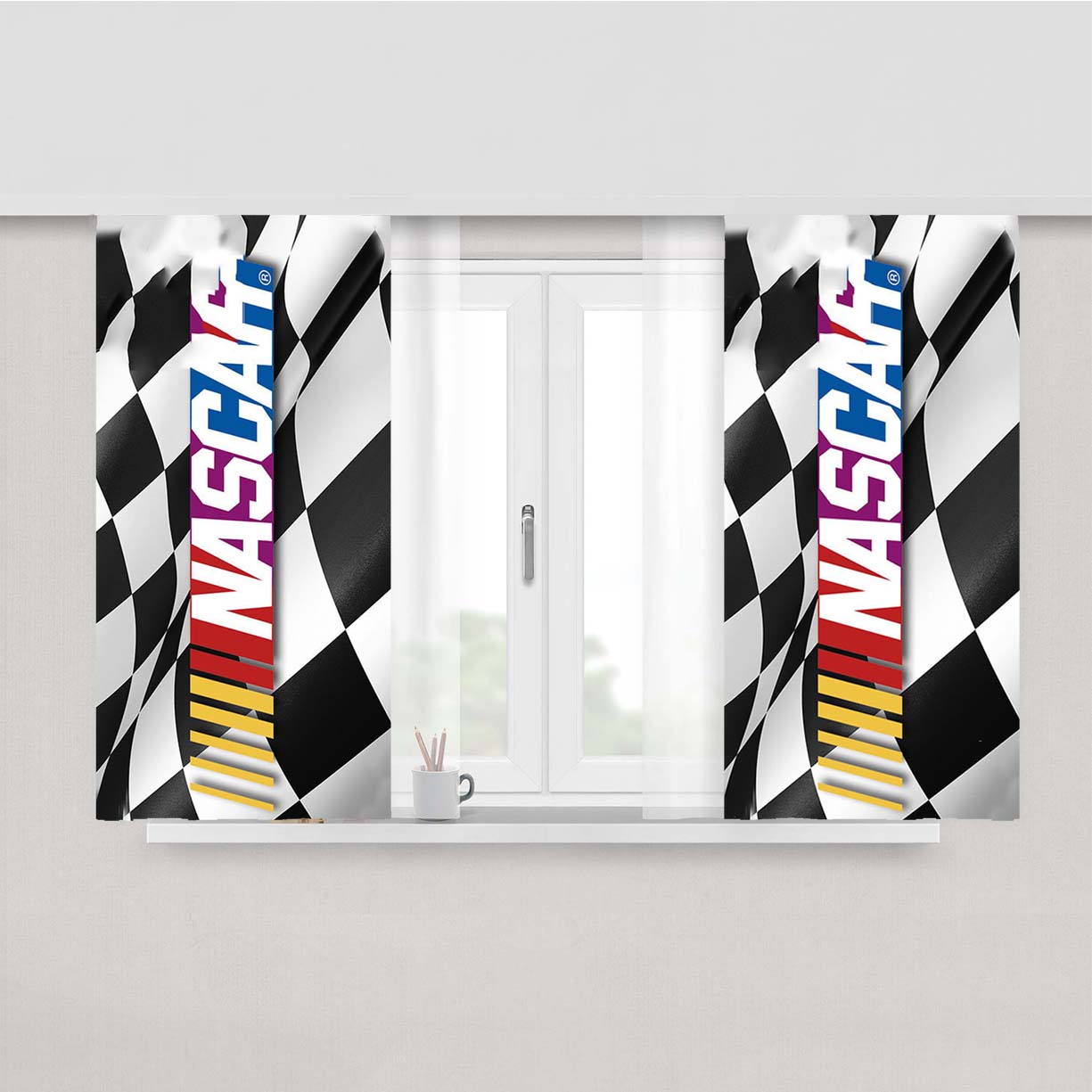 Nascar Logo Peach Skin Window Curtains