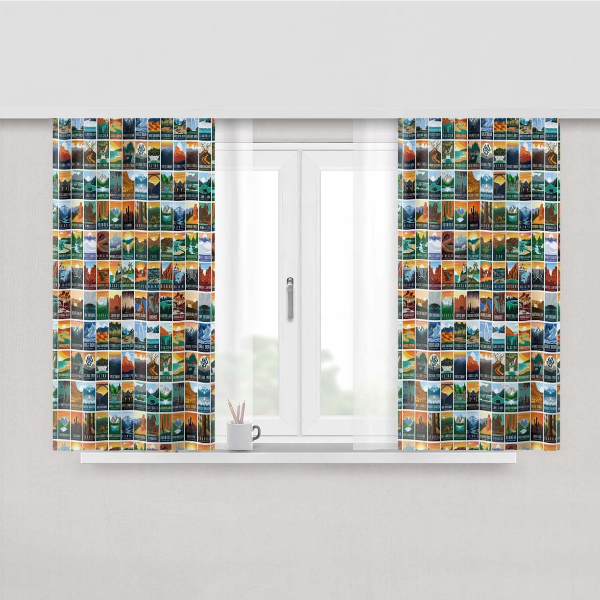 National Park Peach Skin Window Curtains