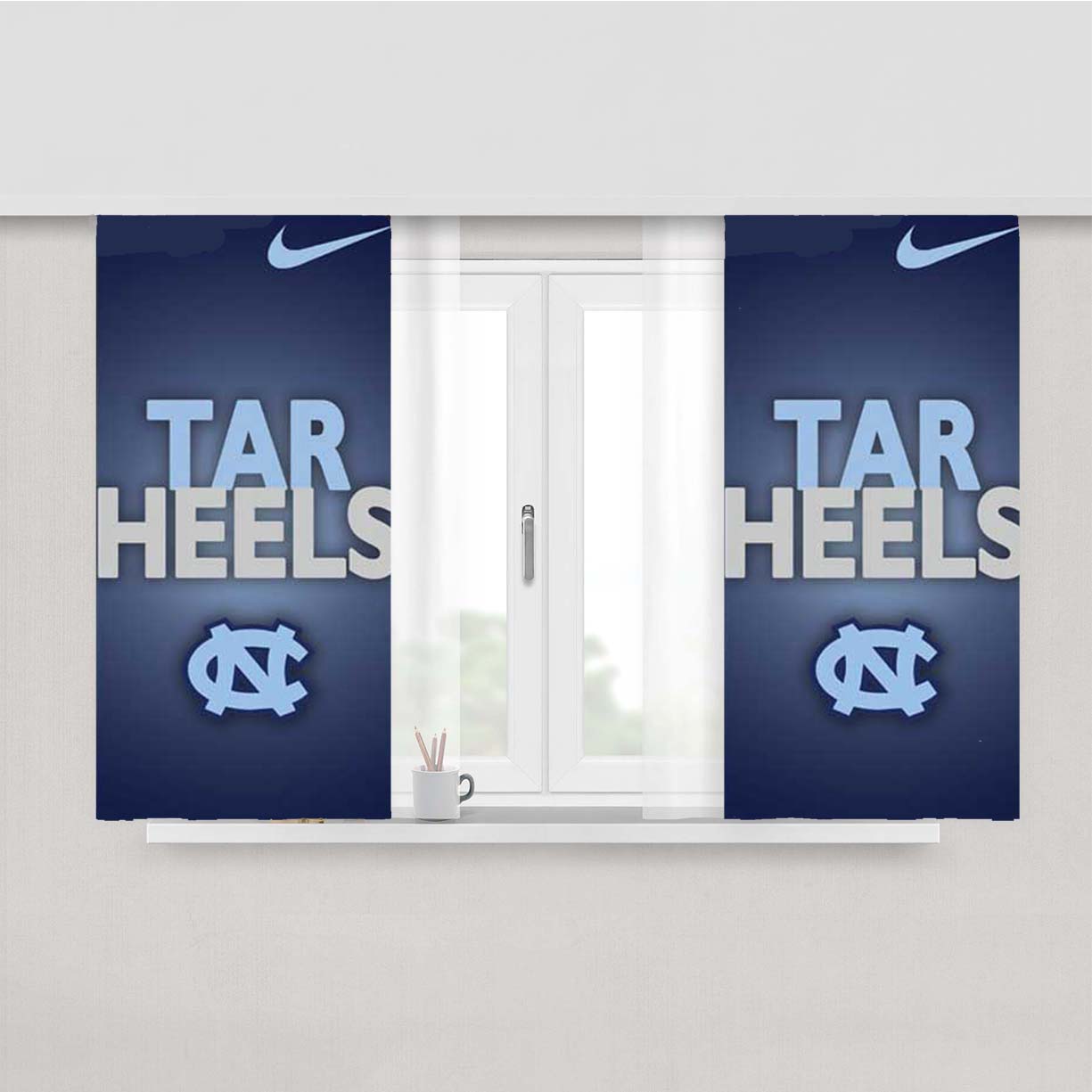 Nc Tar Heels Blues Peach Skin Window Curtains
