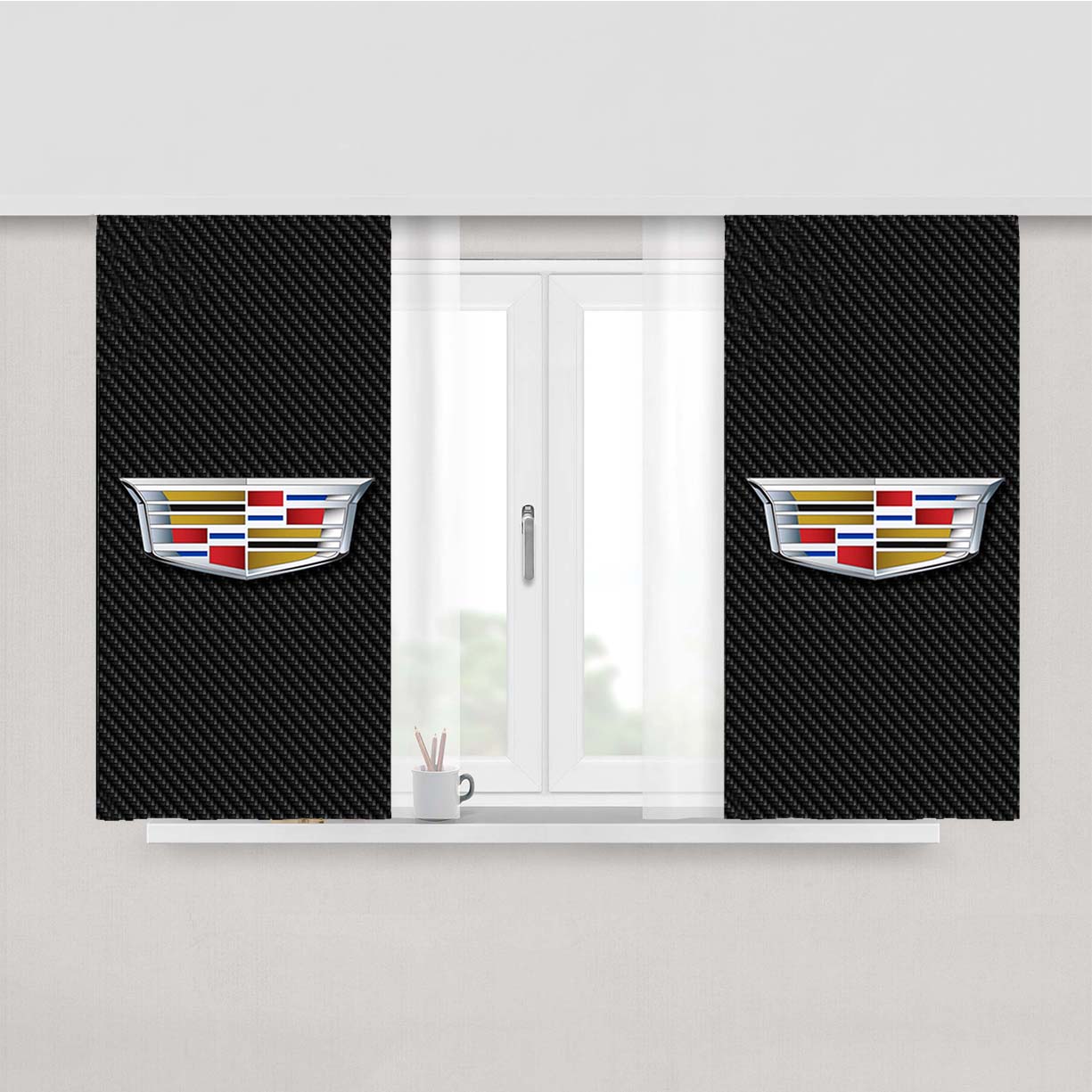 New Cadillac Logo Peach Skin Window Curtains