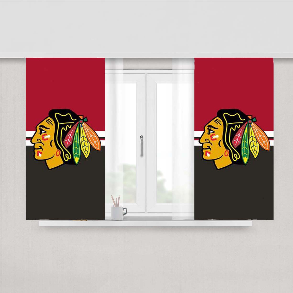 New Chicago Blackhawks Peach Skin Window Curtains