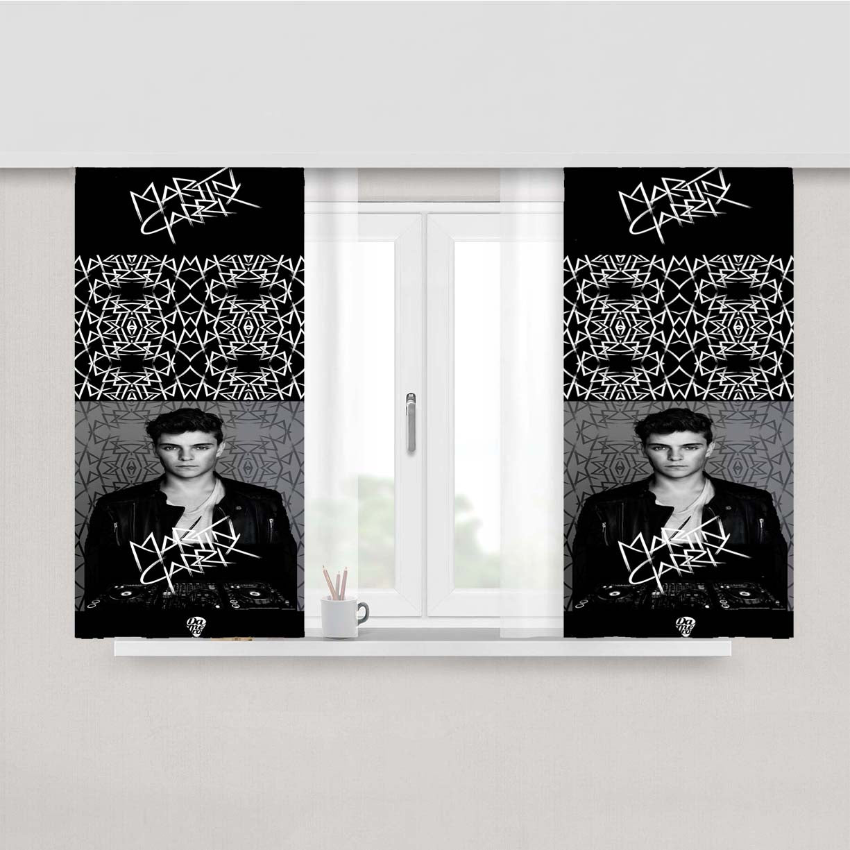 New Martin Garrixs Logo And Pattern Peach Skin Window Curtains