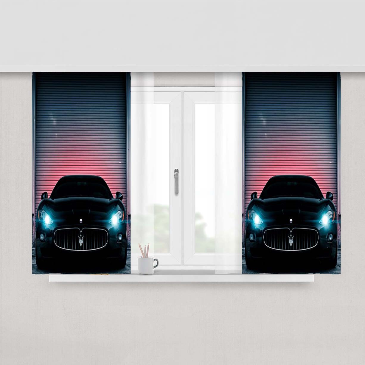 New Maserati Logo Peach Skin Window Curtains