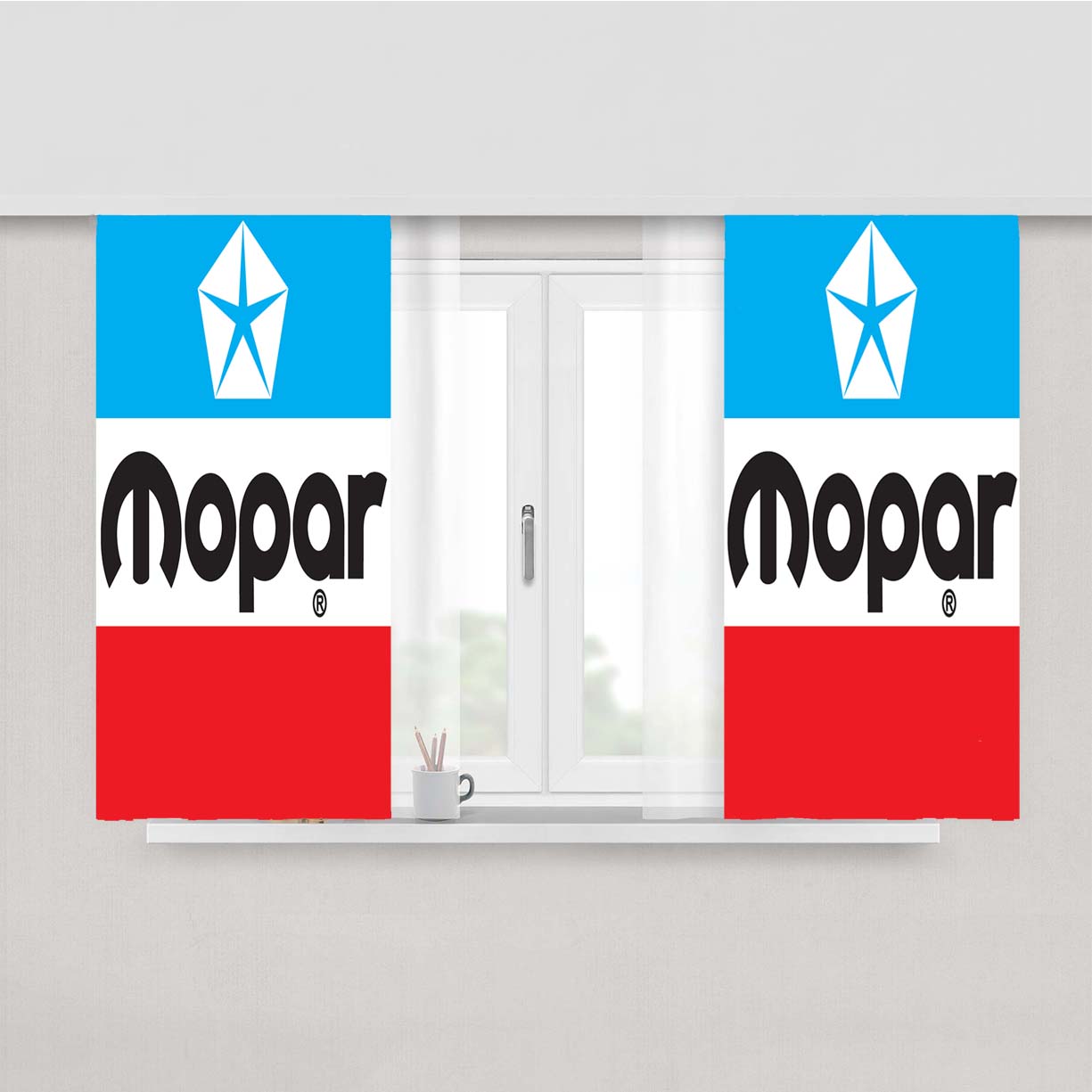 New Mopar Logo Peach Skin Window Curtains