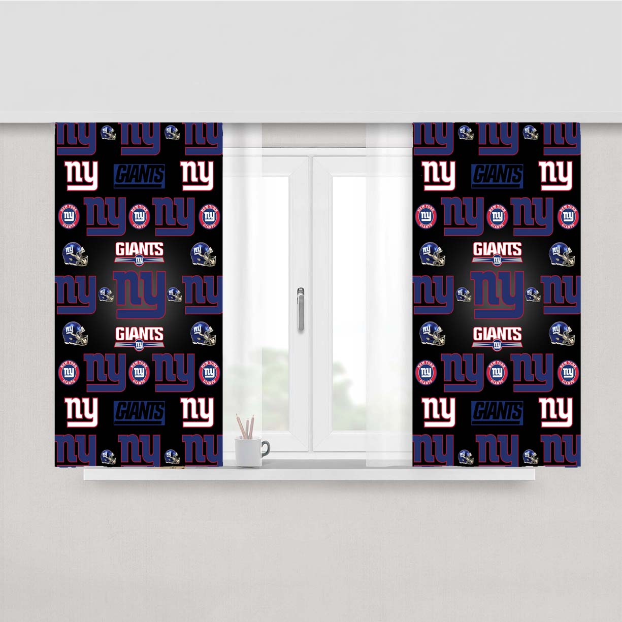 New York Giants Logo Pattern Peach Skin Window Curtains