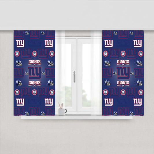 New York Giants Logo Pattern Blue Peach Skin Window Curtains