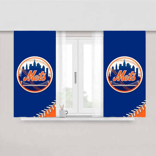 New York Mets Mlb 4 Peach Skin Window Curtains