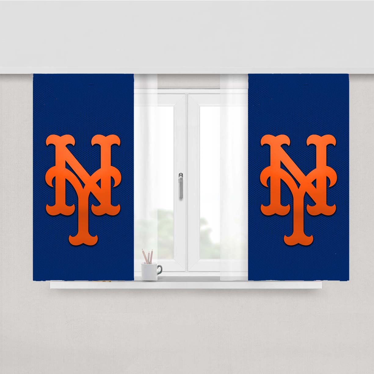 New York Mets Mlb 43 Peach Skin Window Curtains