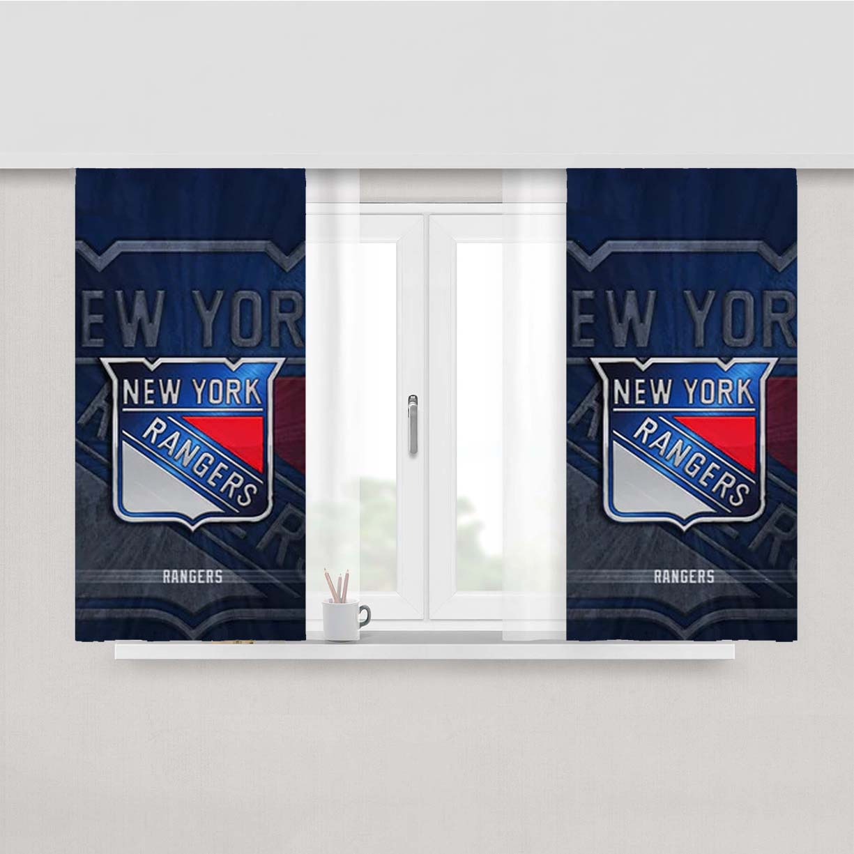 New York Rangers 13 Peach Skin Window Curtains