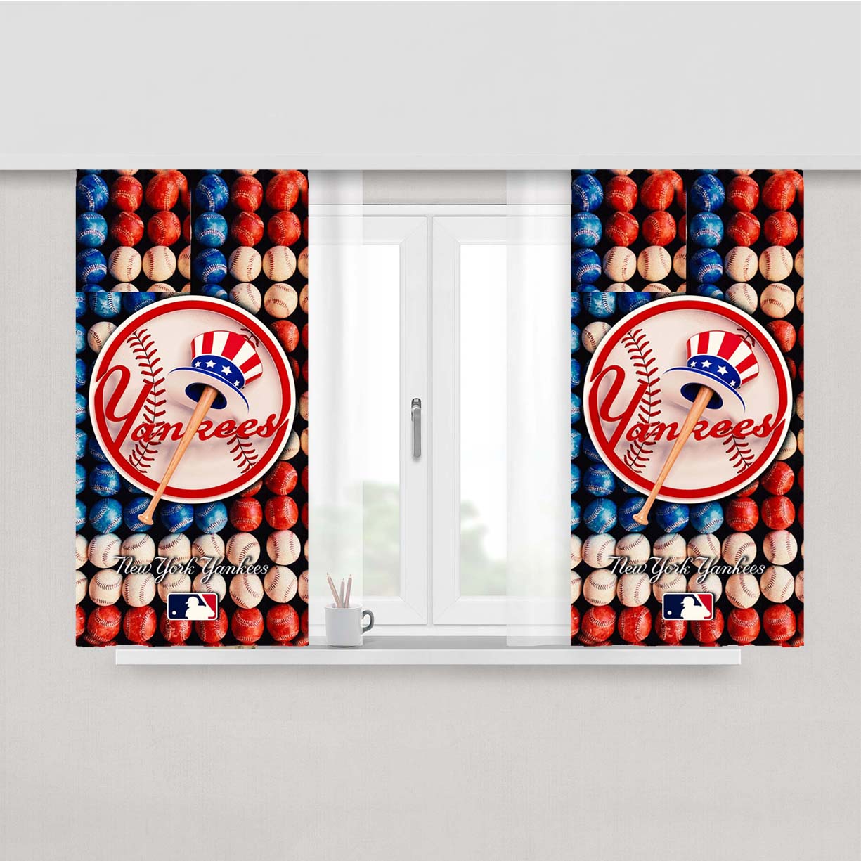 New York Yankees Baseball Mlb Best Peach Skin Window Curtains