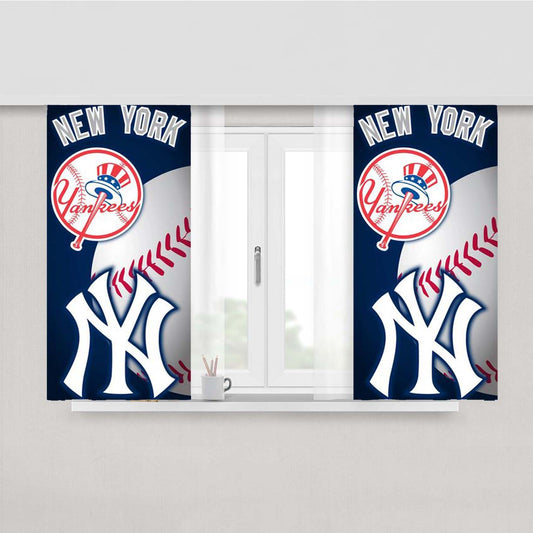 New York Yankees Logo Peach Skin Window Curtains
