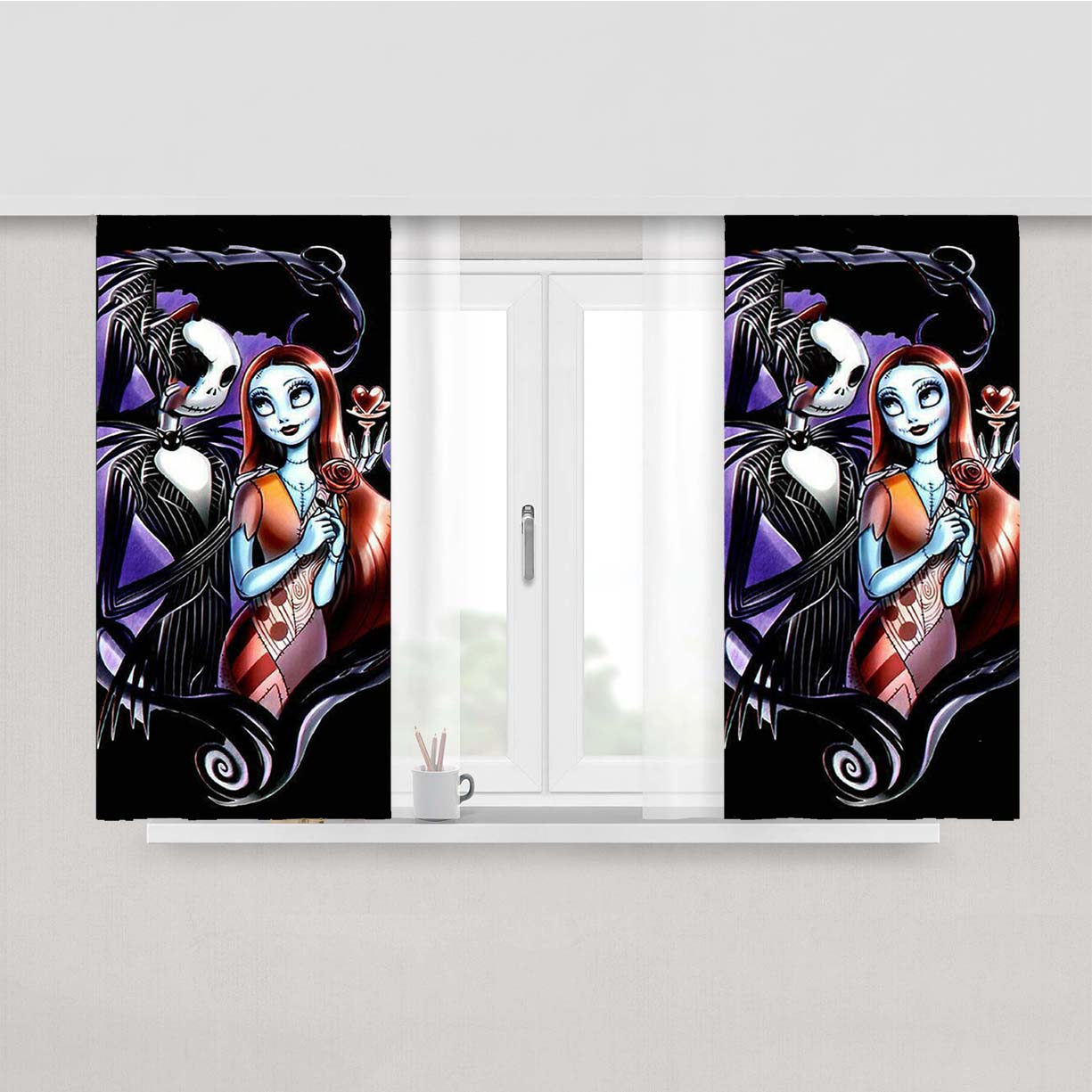 Nightmare Before Christmas Cartoon Peach Skin Window Curtains