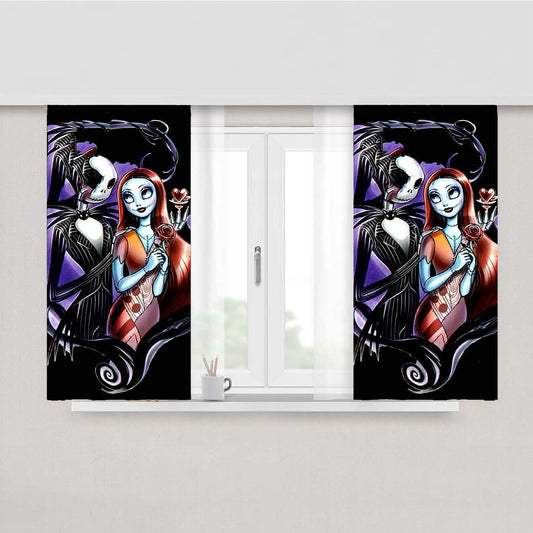 Nightmare Before Christmas Cartoon Peach Skin Window Curtains