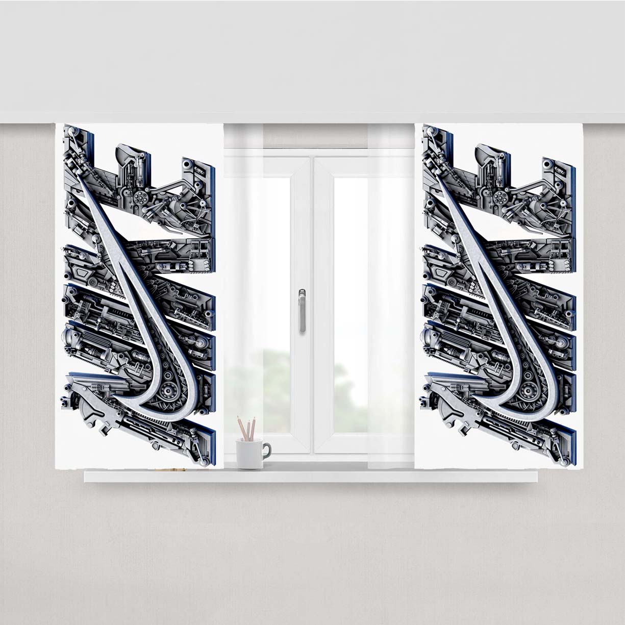 Nike 3D Art Peach Skin Window Curtains