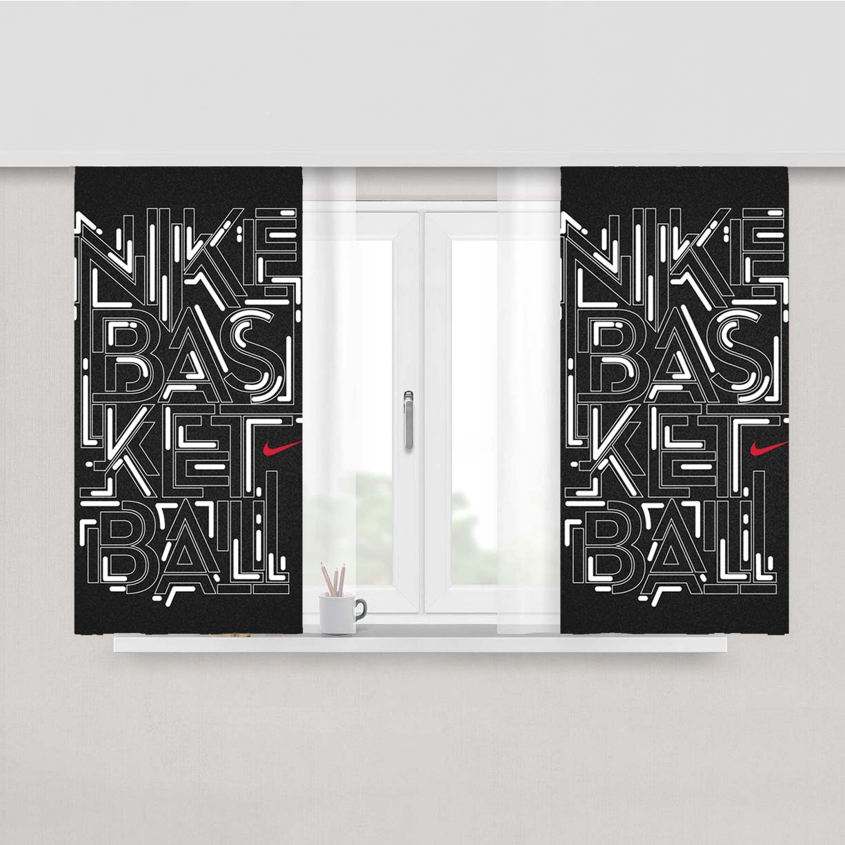 Nike Basket Ball Peach Skin Window Curtains