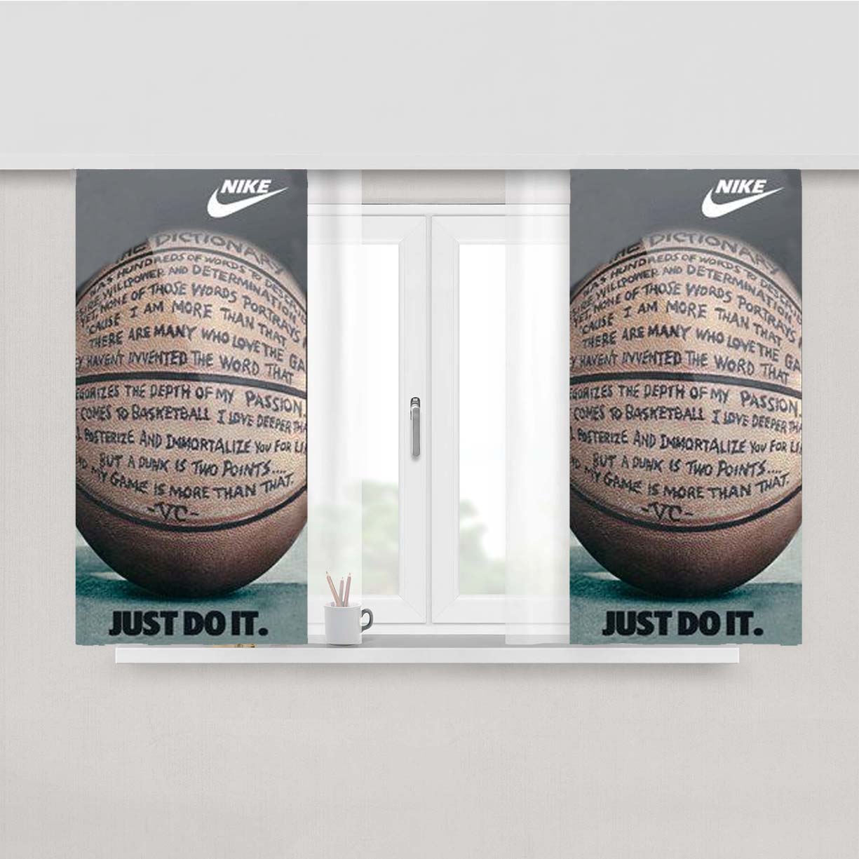 Nike Basketball Just Do It And Passion Peach Skin Window Curtains
