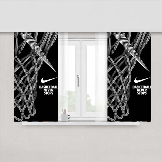 Nike Basketball Never Stops Art Peach Skin Window Curtains