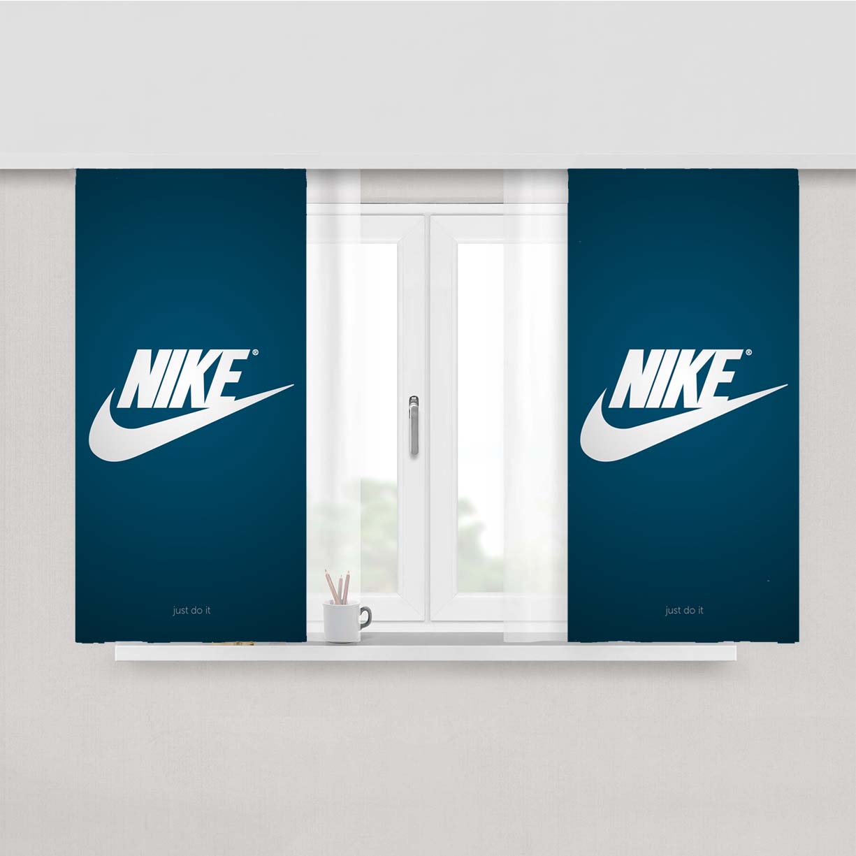 Nike Blue Peach Skin Window Curtains