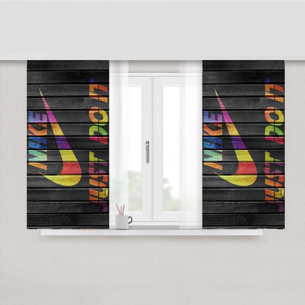 Nike Colorful Embosement Peach Skin Window Curtains