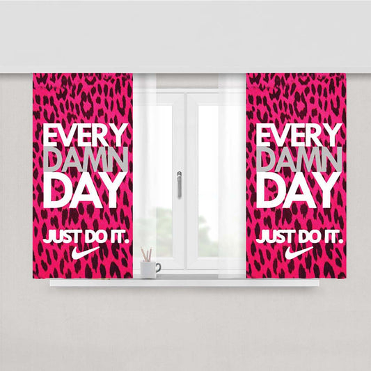 Nike Do It Every Day Pink Leapord Peach Skin Window Curtains