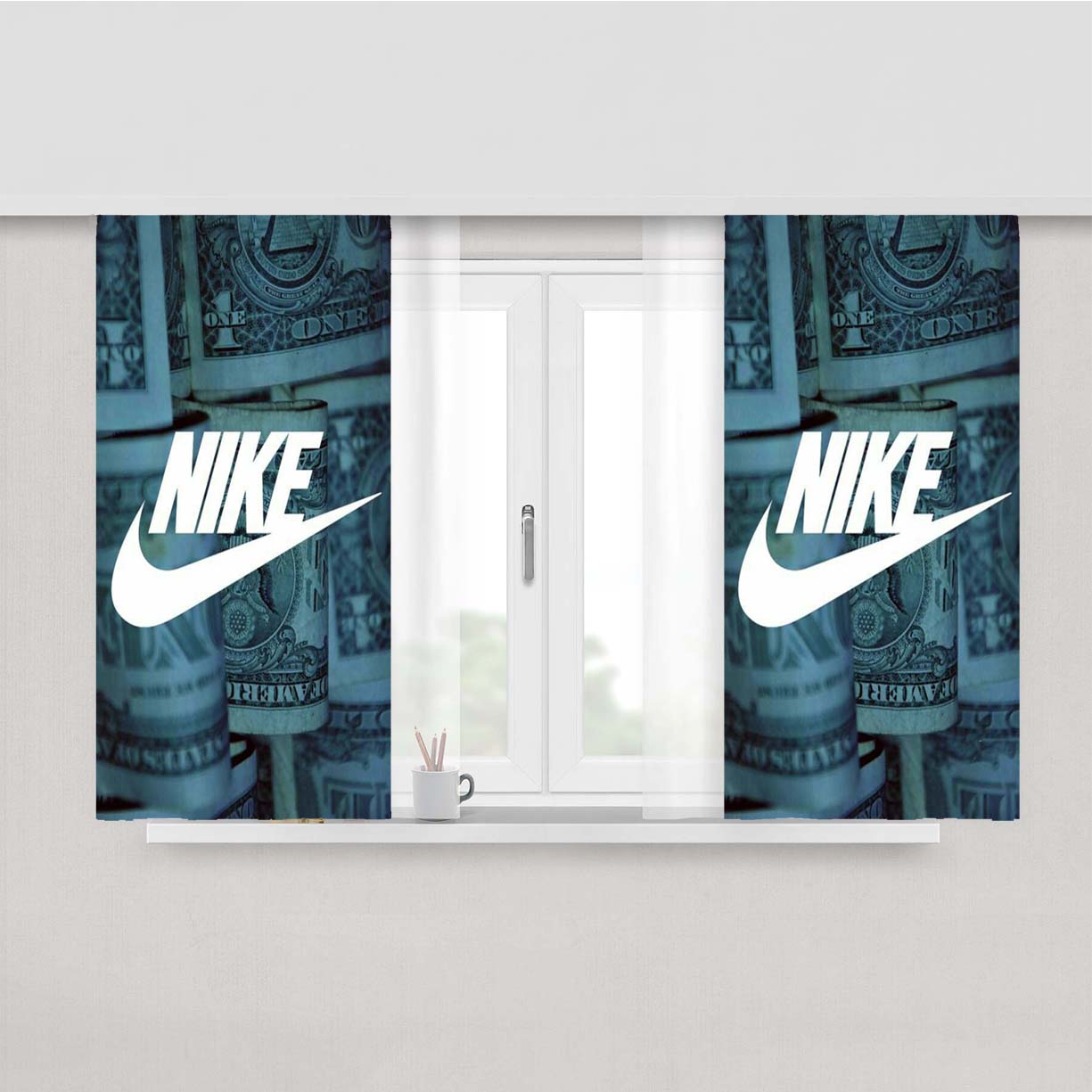 Nike Dollars White Peach Skin Window Curtains
