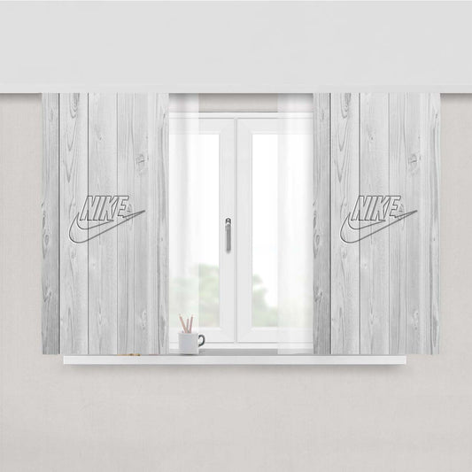 Nike Embossed Logo White Wood Peach Skin Window Curtains