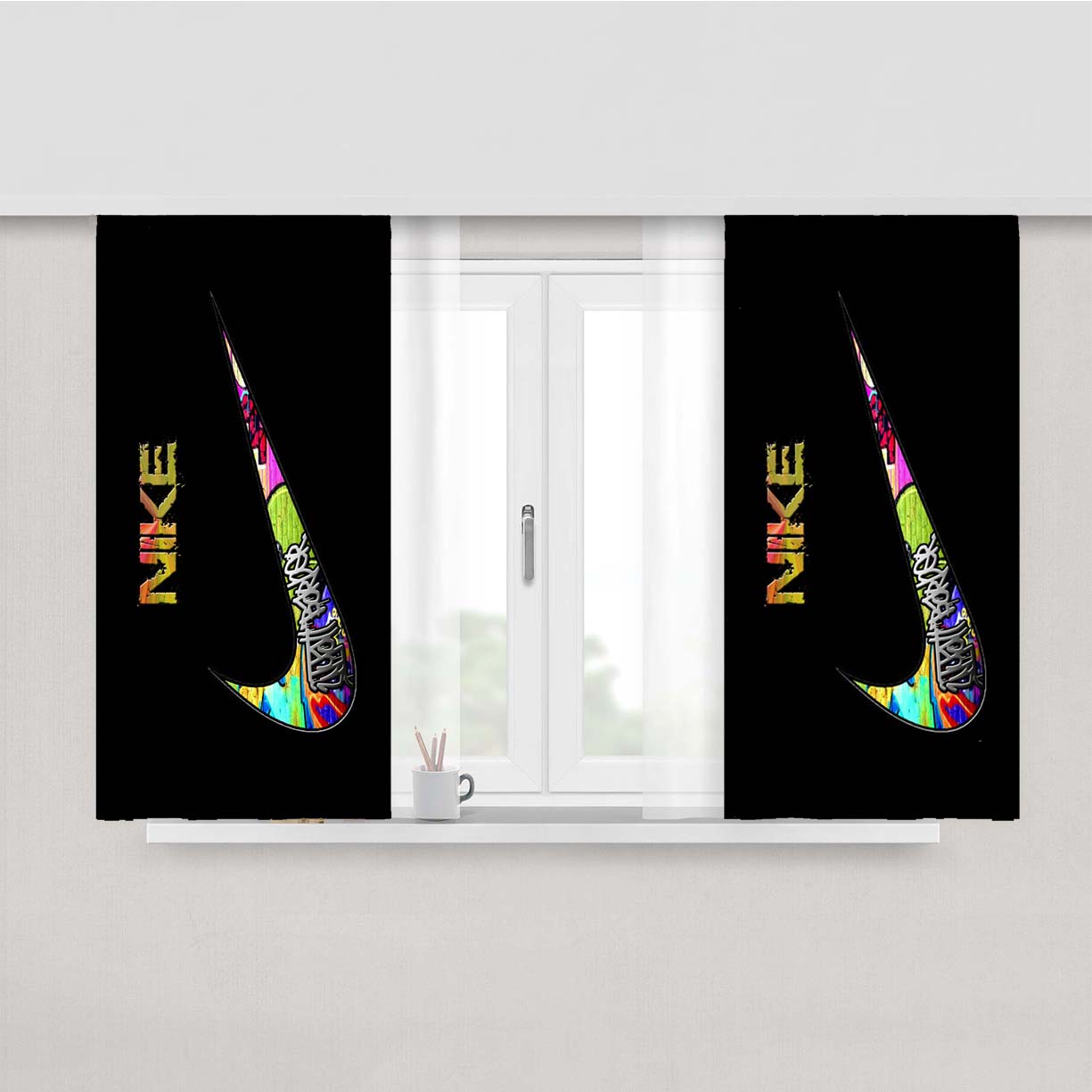Nike Full Color Peach Skin Window Curtains
