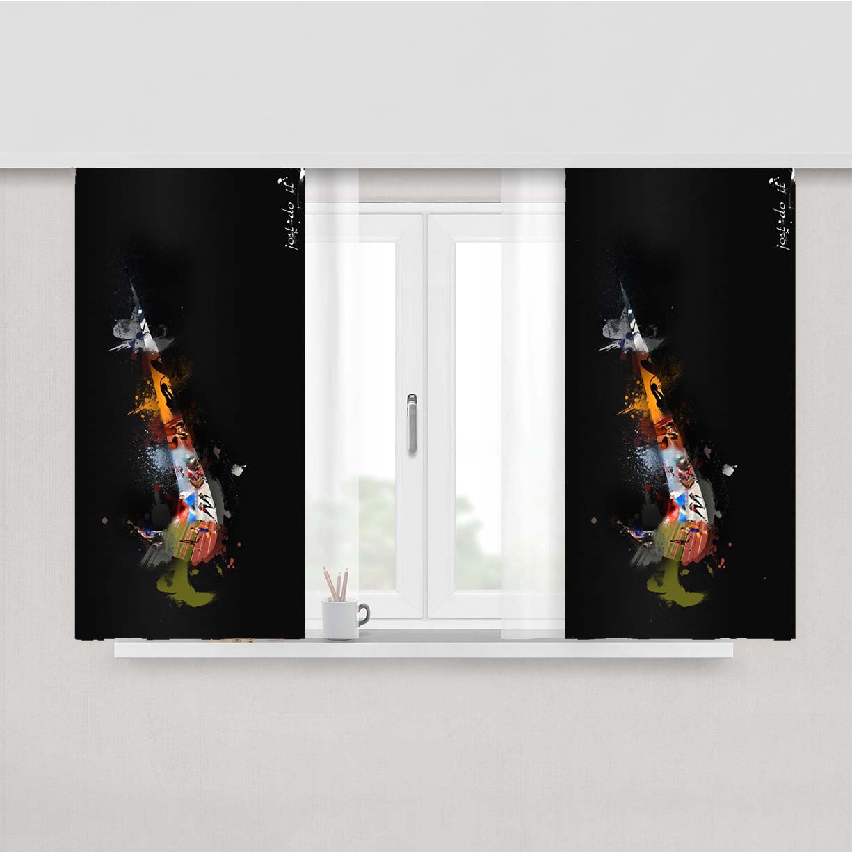 Nike Graffiti Full Colors Logo Peach Skin Window Curtains