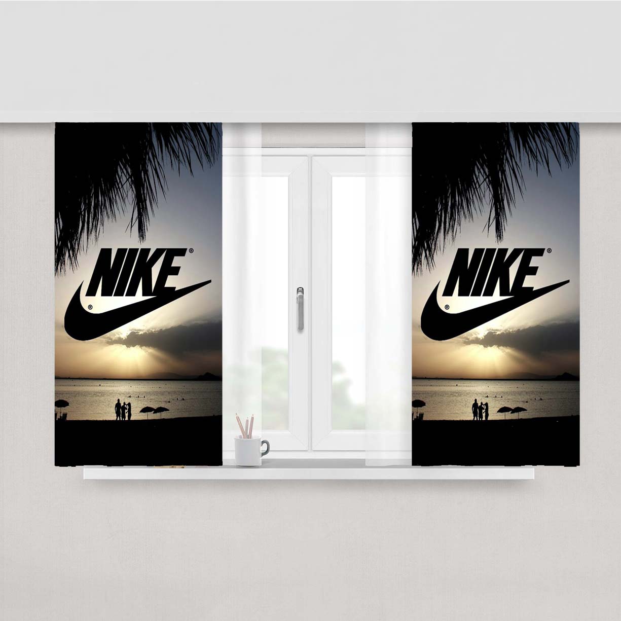 Nike Island Art Sunset Peach Skin Window Curtains