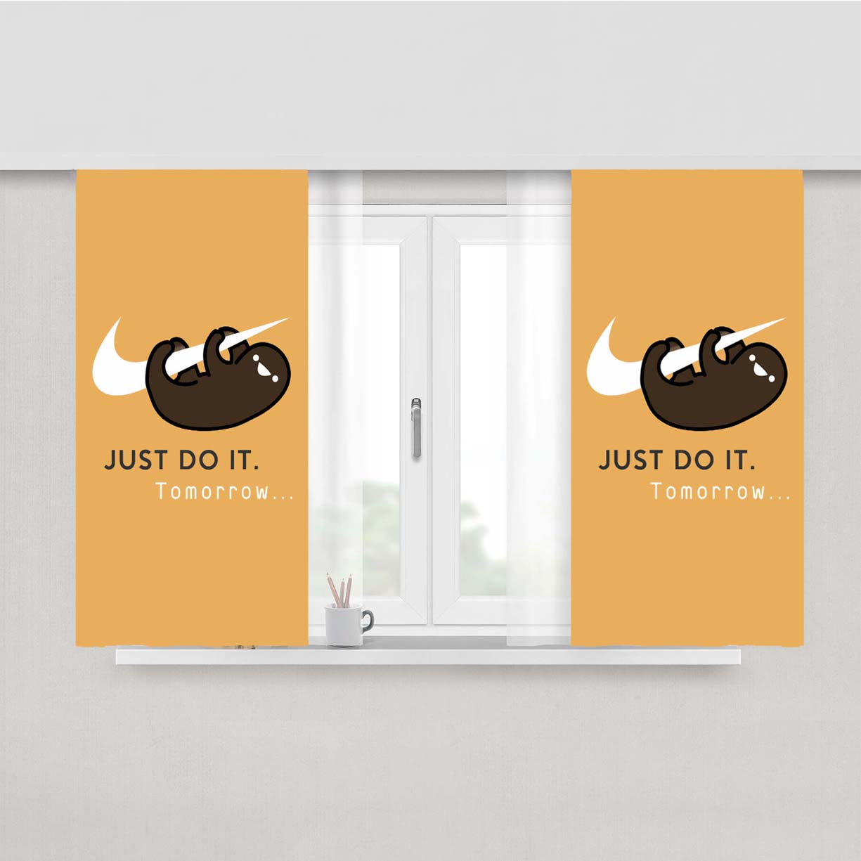 Nike Just Do It Peach Skin Window Curtains