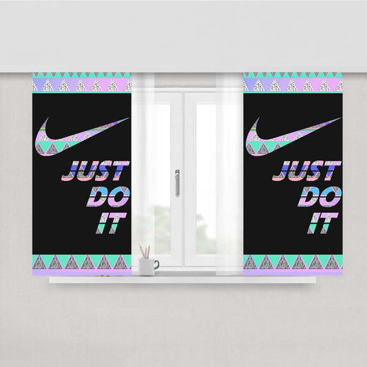Nike Just Do It Aztec Pastel Peach Skin Window Curtains