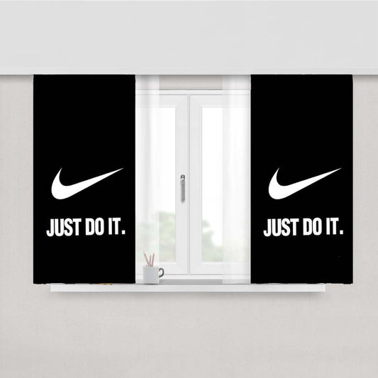 Nike Just Do It Black White Peach Skin Window Curtains