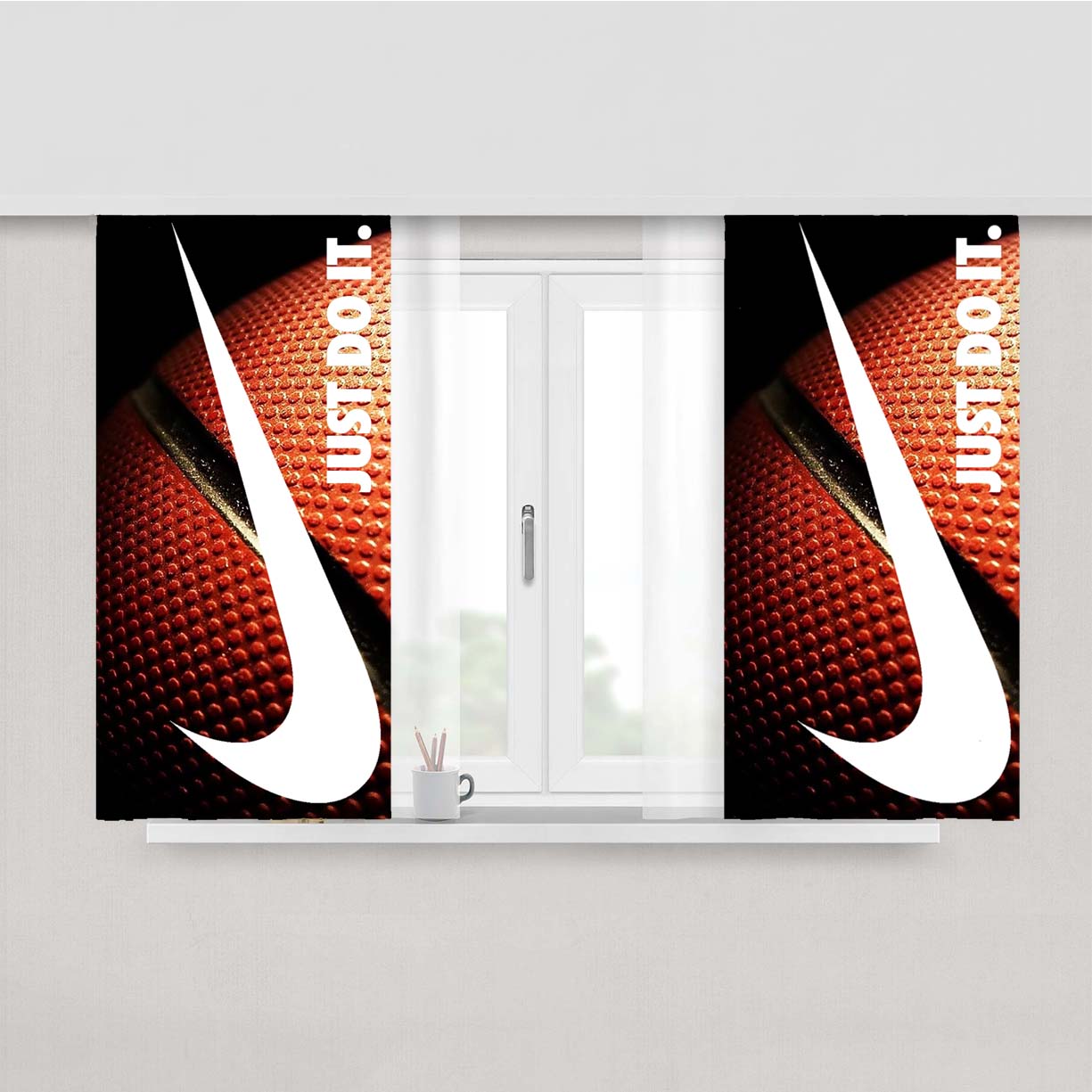 Nike Just Do It Glitter Basket Ball Peach Skin Window Curtains