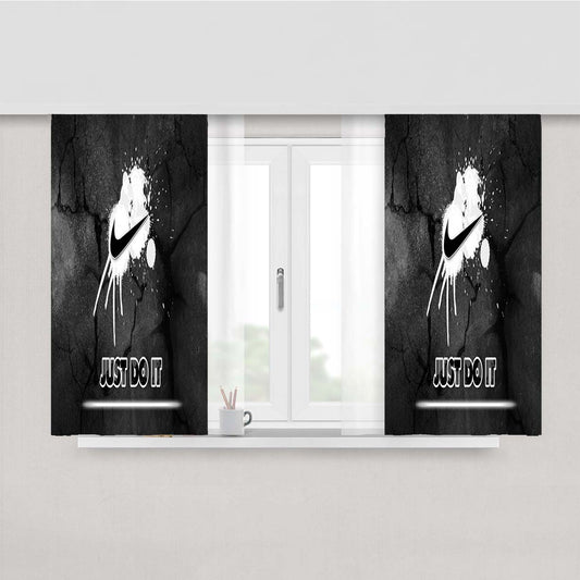 Nike Just Do It White Splat Logo Peach Skin Window Curtains