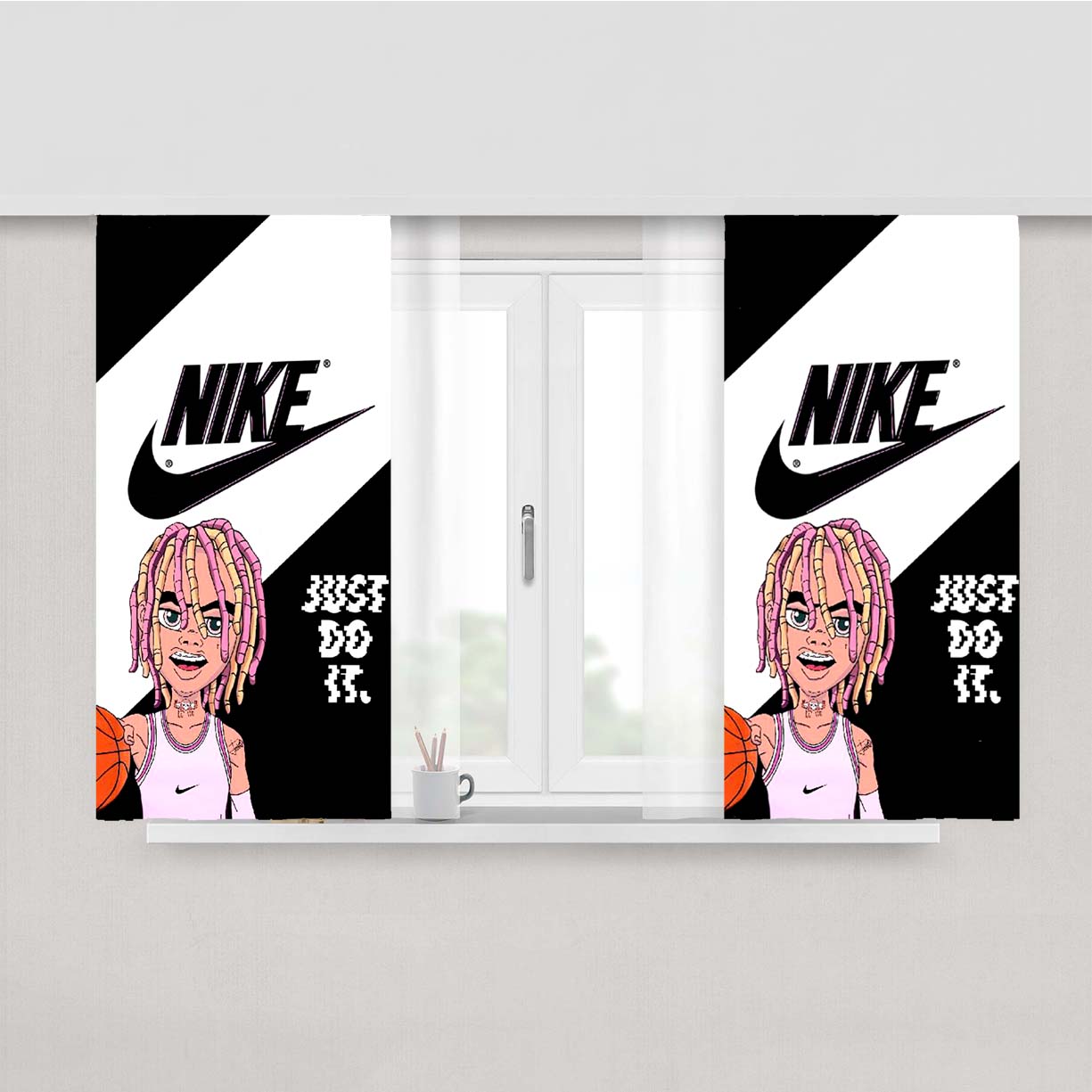 Nike Lil Pump Peach Skin Window Curtains
