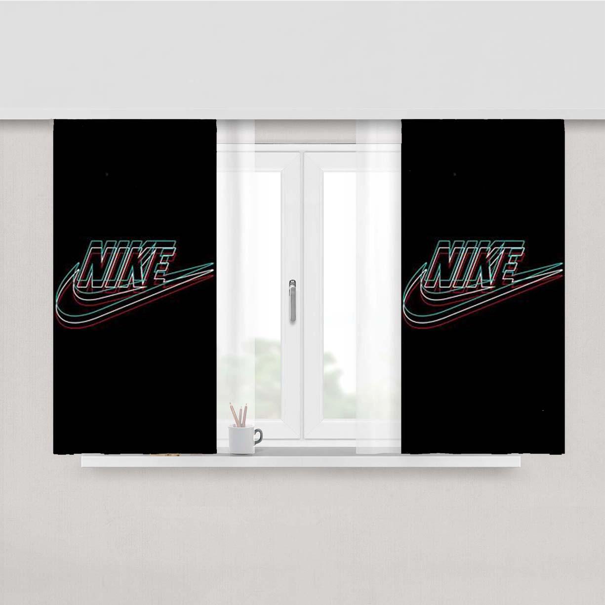 Nike Line Neon Peach Skin Window Curtains
