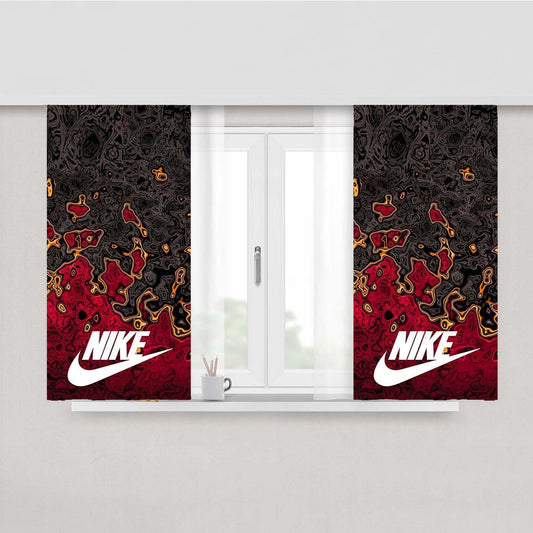 Nike Logo Blazing Peach Skin Window Curtains